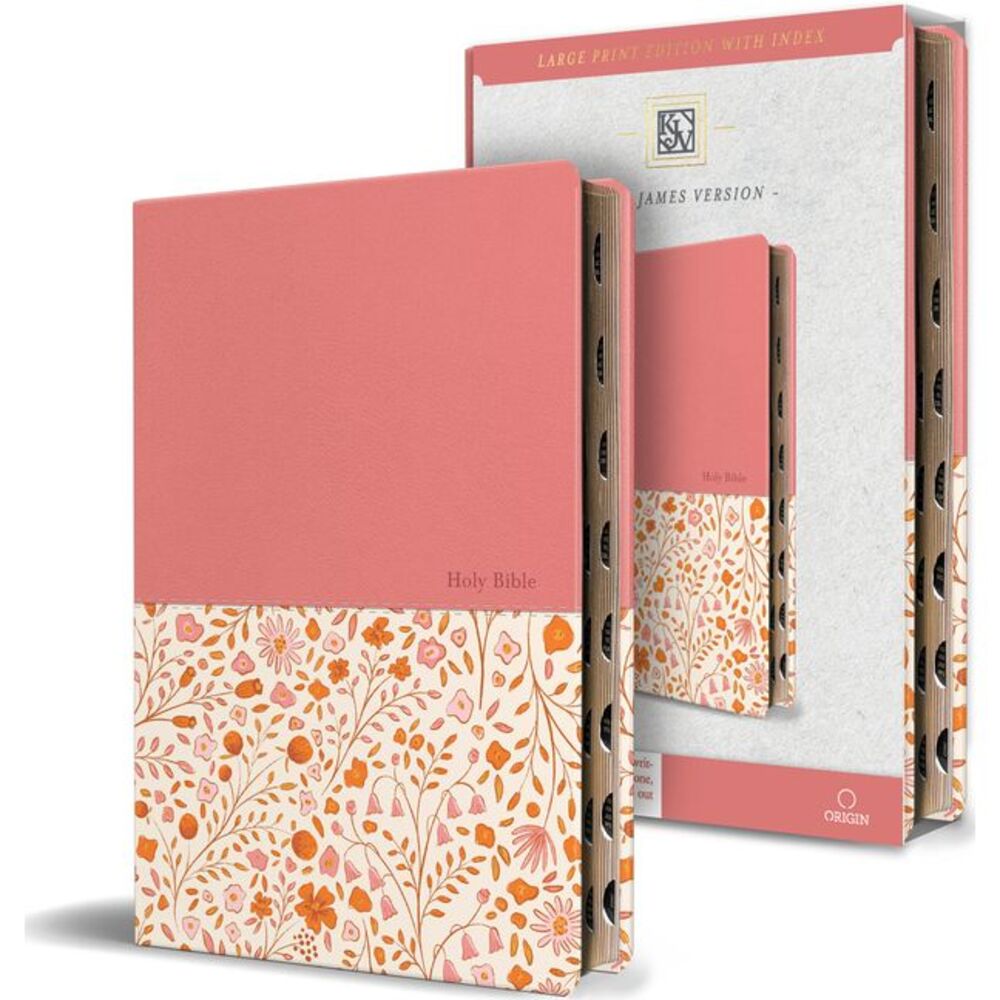 KJV Holy Bible, Large Print Handy Size Format, 2 Piece Pink Floral Leathersoft w